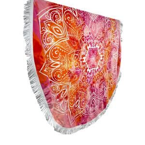 LOFT Loftex Round Beach Fringe Pink Towel Retro Hippie 70s Psychedelic Groovy